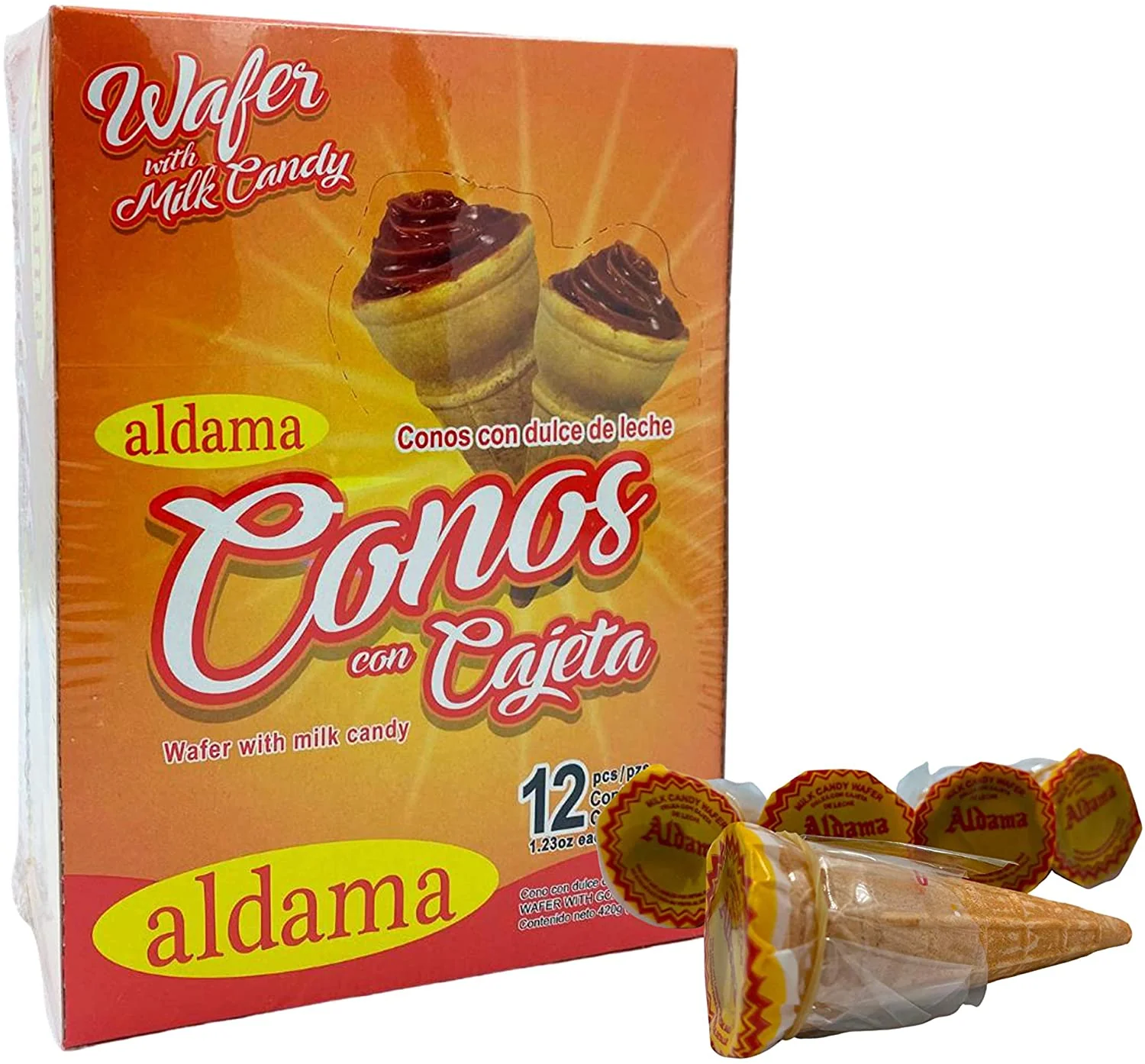 Aldama Conos Con Cajeta/ Aldama Cones Filled With Milk Candy